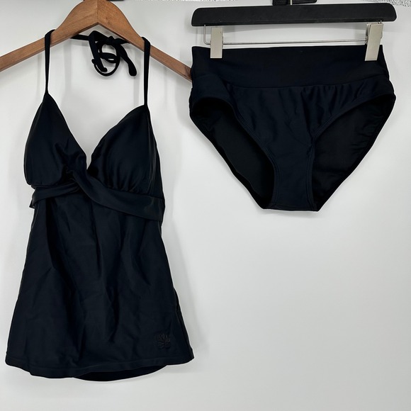 Hapari Other - Hapari Black Twist Front Halter Tankini Top and High Waist Bottom Set M 8-10